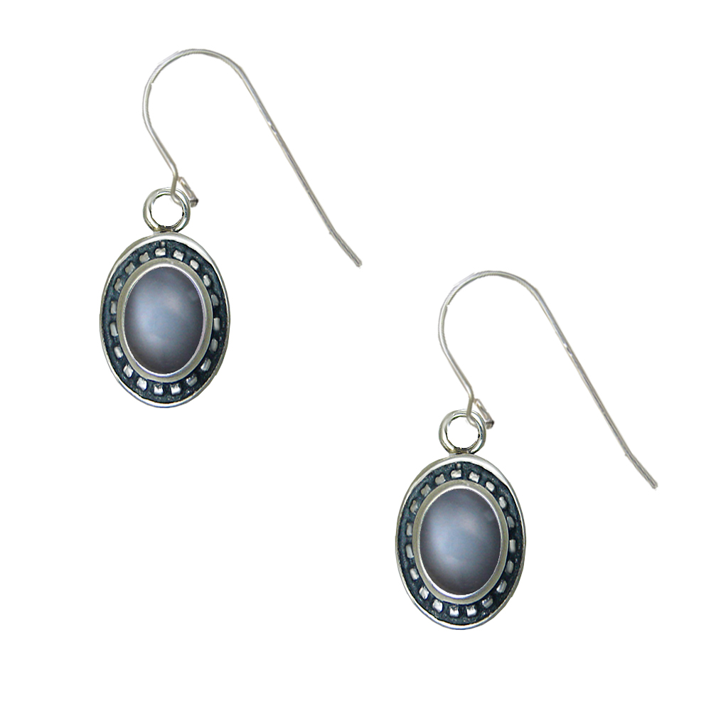 Sterling Silver Grey Moonstone Gemstone Drop Dangle Earrings